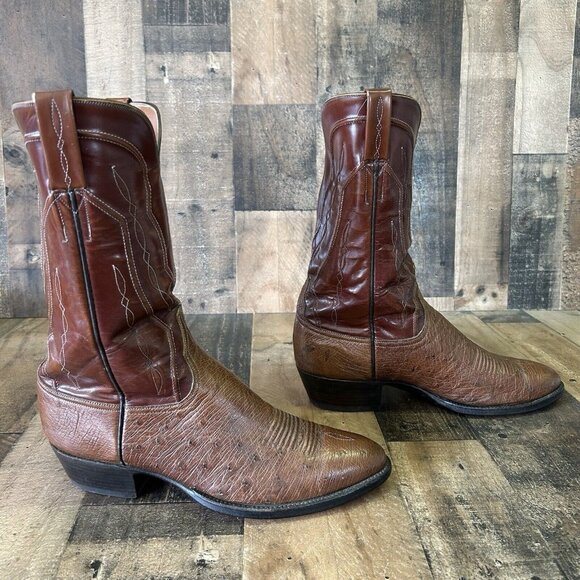 Lucchese Classics D0997 Vintage Smooth Quill Ostrich Cowboy Boots Mens 10.5 D - Picture 12 of 12